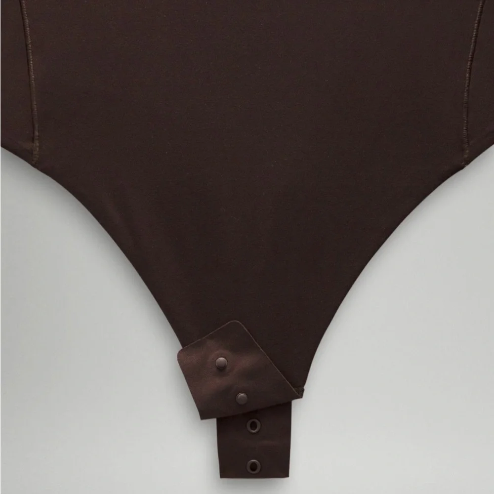 Lululemon Wundermost ultra soft nulu square neck long sleeve bodysuit Brown L. - Picture 7 of 7